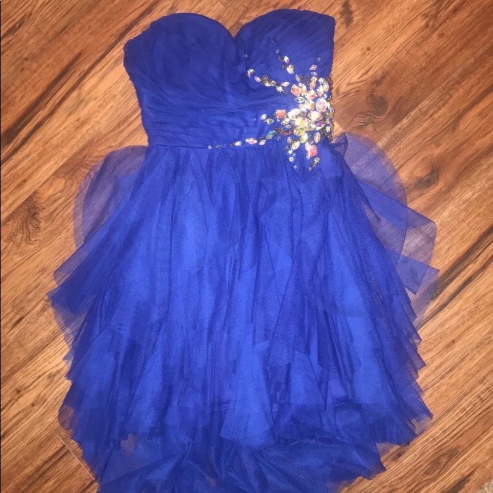 Blue Homecoming Dress with sequin Detailing
